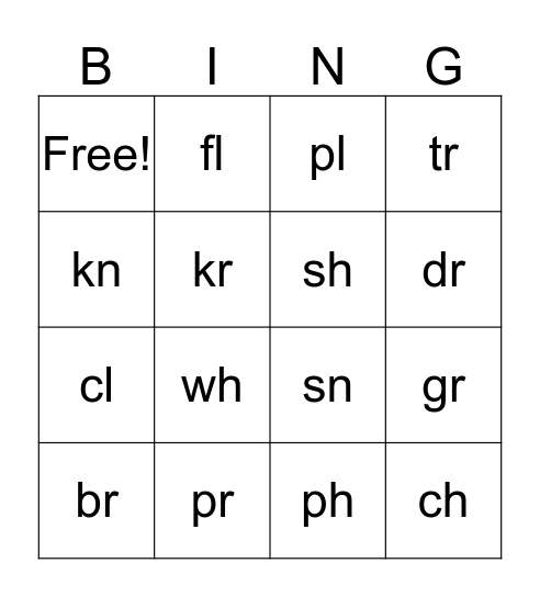 Blends Bingo Card