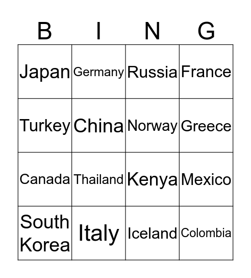 Making  A Nation  Bingo Card