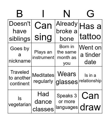 Find someone who... Bingo Card