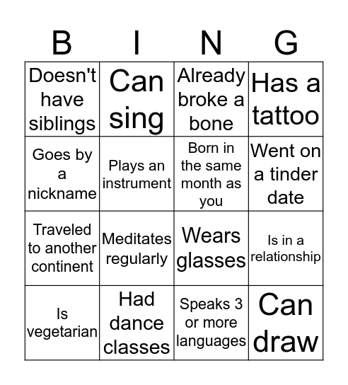 Find someone who... Bingo Card