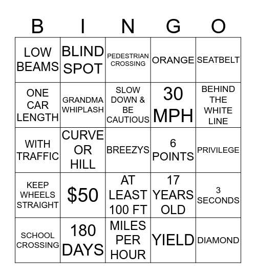 BREEZYS Bingo Card