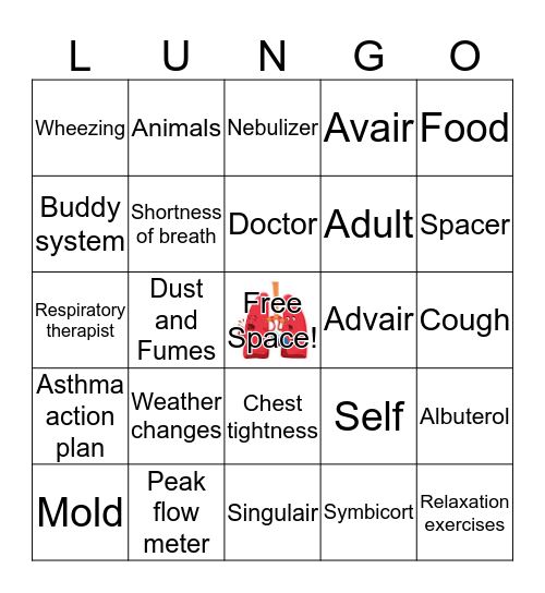 RESPIRATORY Bingo Card