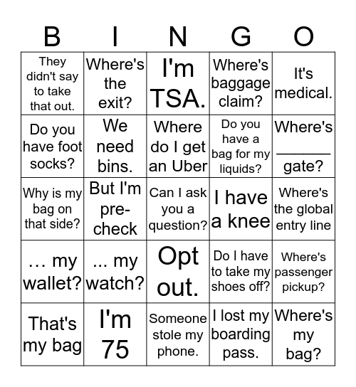 Checkpoint Bingo Card