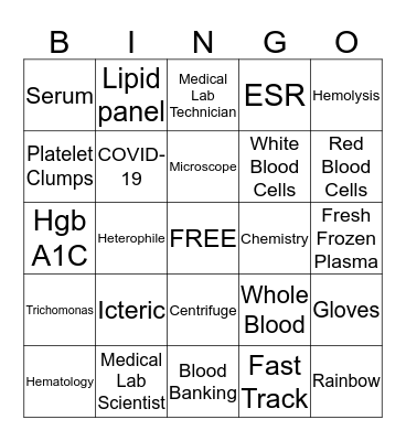 Lab Week Bingo Card