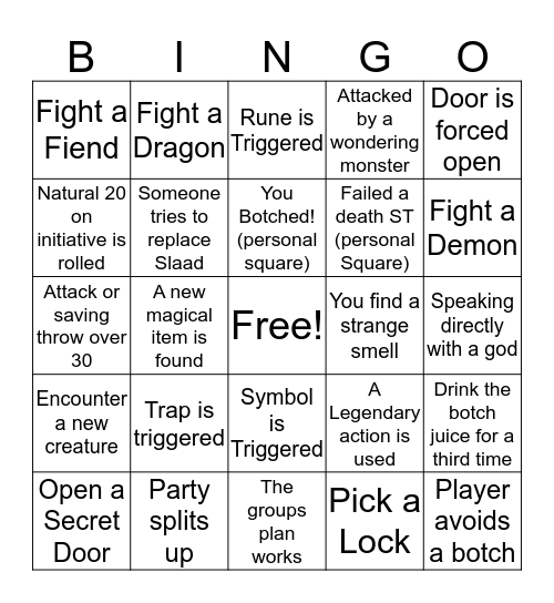 The Labyrinth of Baatorian Malice Bingo Card