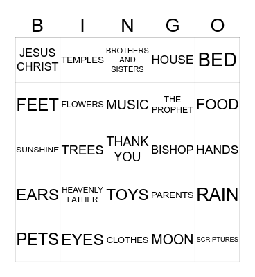 CTR- THANKFUL BINGO Card