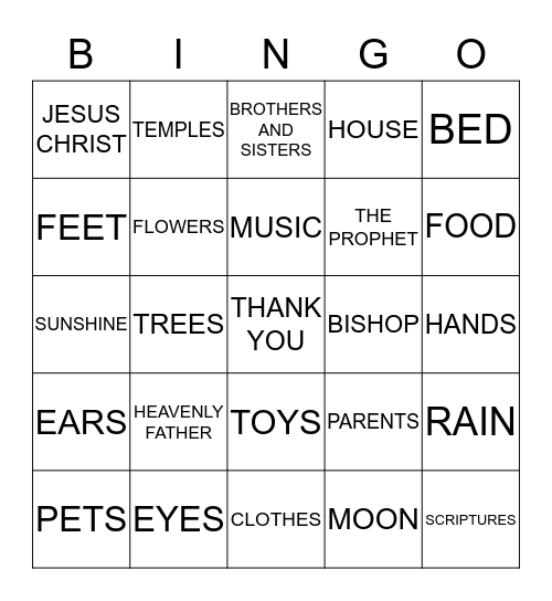 CTR- THANKFUL BINGO Card