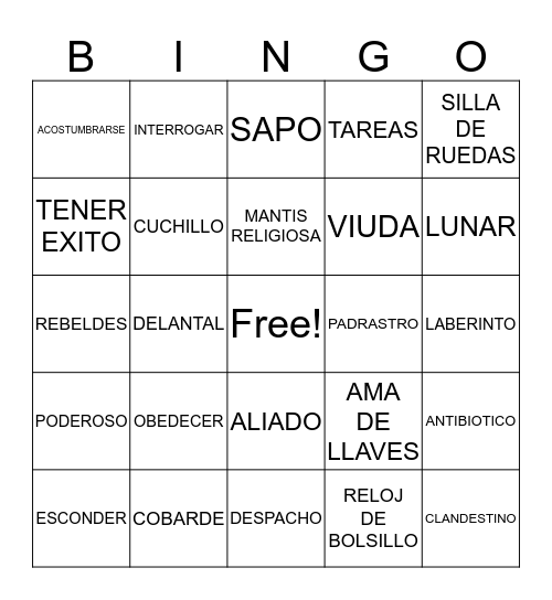 El laberinto del fauno - versión 1 Bingo Card