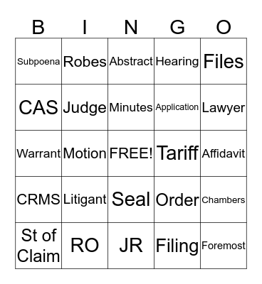 GCWCC Bingo Card