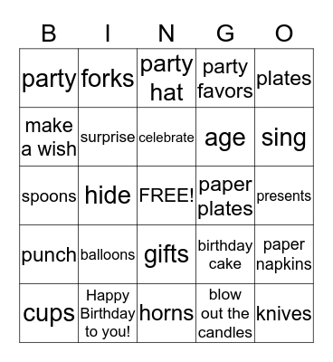 Birthdays Bingo Card