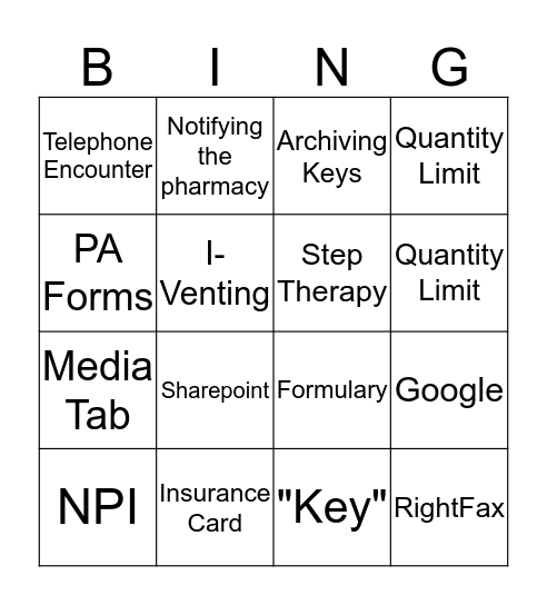 Prior Authorization Bingo Card