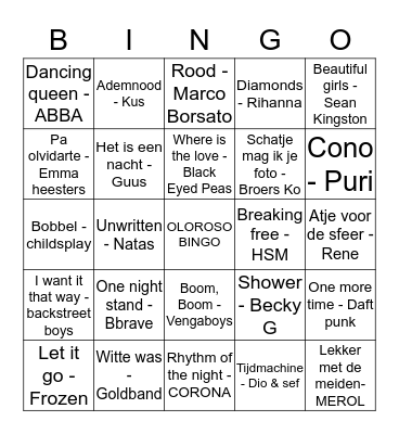 OLOROSO BINGO  Bingo Card