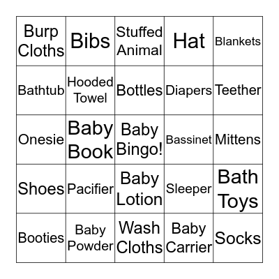 Baby Bingo Card
