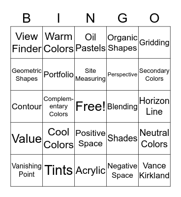 Drawing and Painting Bingo Card