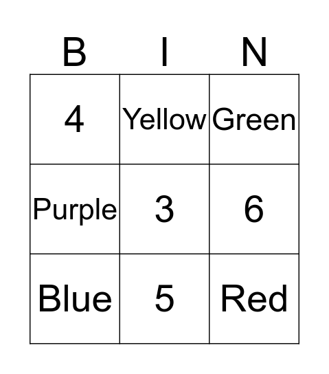 Children's Play Bingo Card