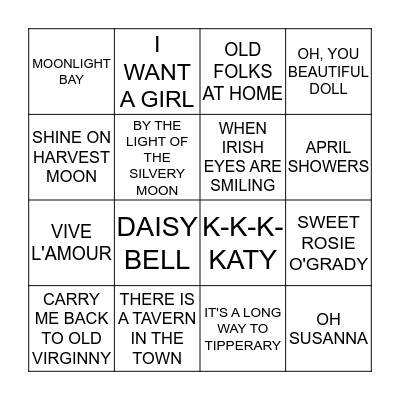 Music Bingo Card