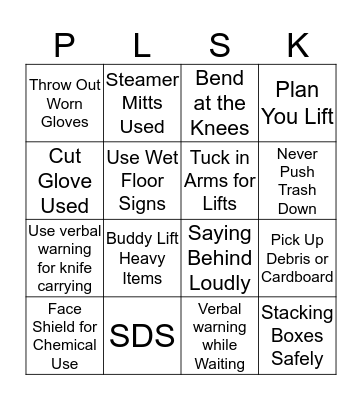 Centurion Safety Bingo Card