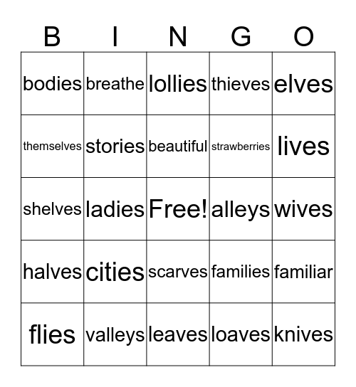 plurals-of-base-words-ending-in-f-fe-and-y-bingo-card