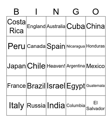 Citizenship Bingo Card