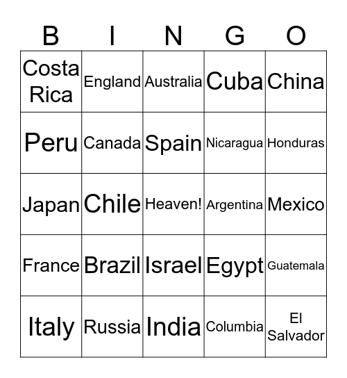 Citizenship Bingo Card