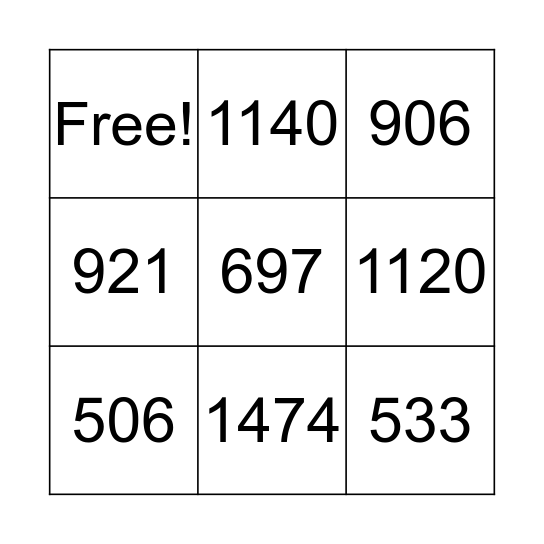 Group 'em Up! Adding 3 Digits Bingo Card