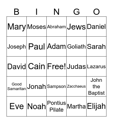 People in the Bible Bingo Card