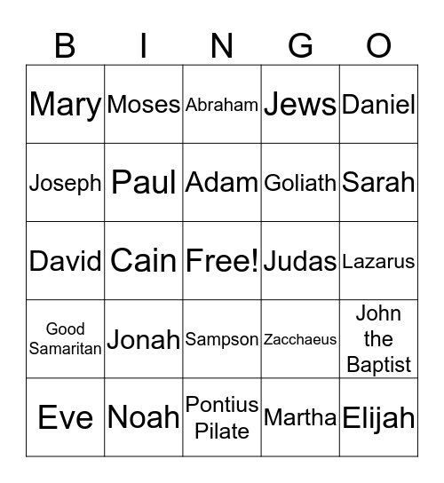 People in the Bible Bingo Card