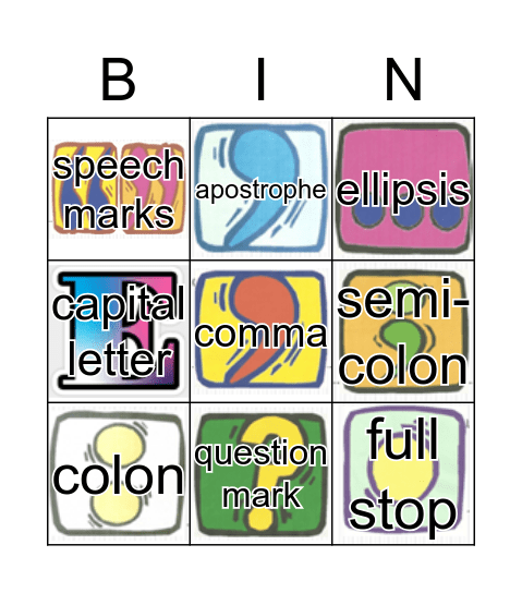 Punctuation Bingo Card