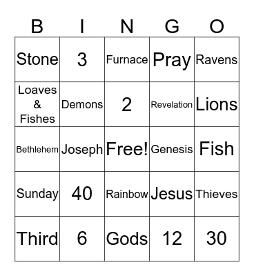 BIble Trivia Bingo Card