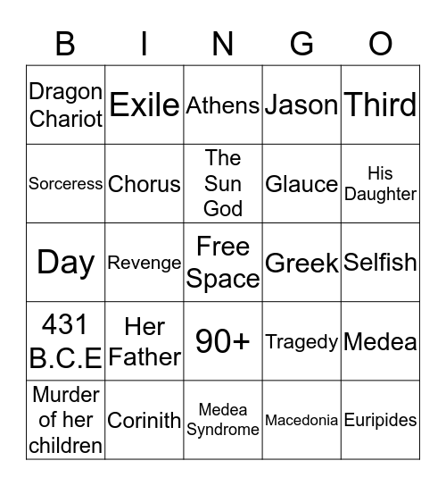Medea Bingo Card