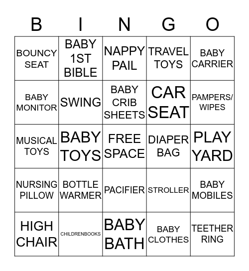 Baby Gift Idea Bingo Card