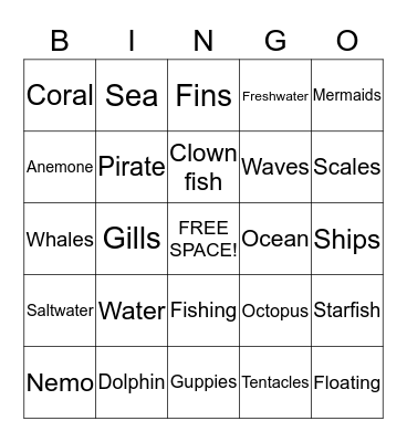 Under The Sea Bingo Card