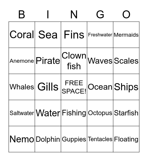 Under The Sea Bingo Card