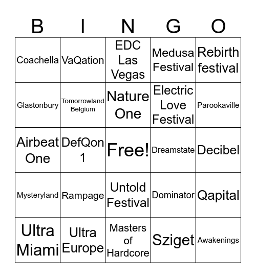 CANCELLED FESTIVAL BINGO Card