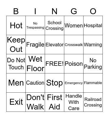 Signs Around You Bingo Card