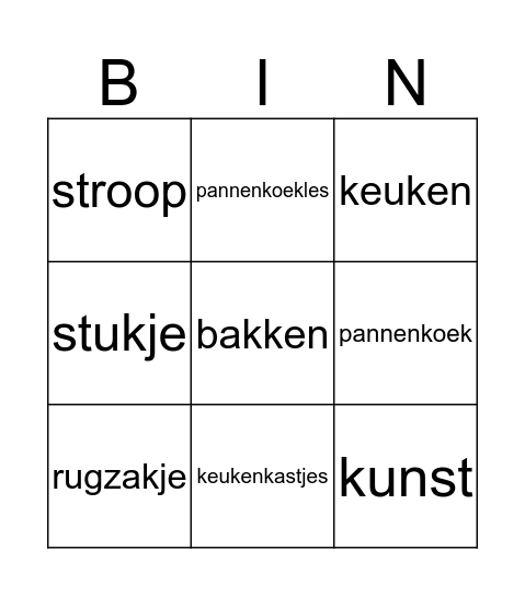 Pannenkoeken  Bingo Card