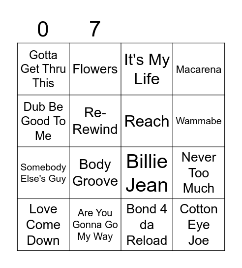 Song (7) Bingo Card