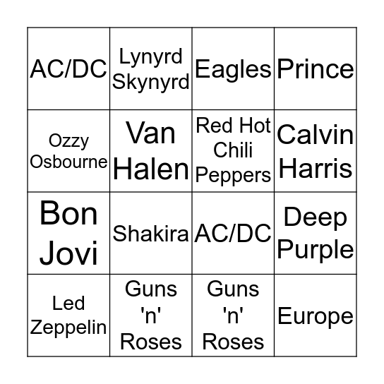 Artist (5) Bingo Card