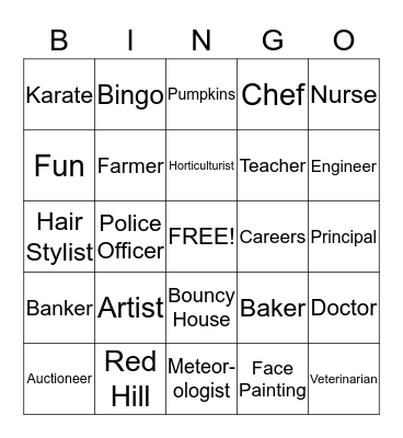 Harvest Day Bingo Card