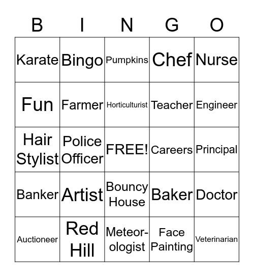 Harvest Day Bingo Card