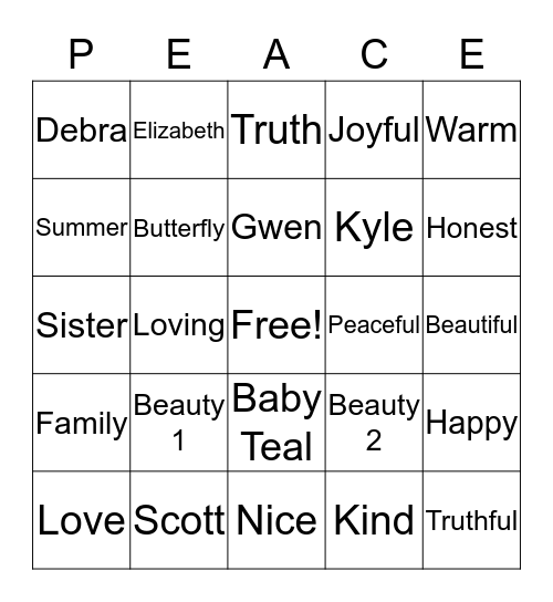A Different Kind of Beauty Bingo Card