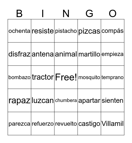 1Az Silabas Cerradas Bingo Card