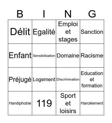 Le BINGO de l'égalité  Bingo Card