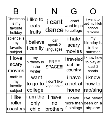 THURSDAY VIBES!!! Bingo Card