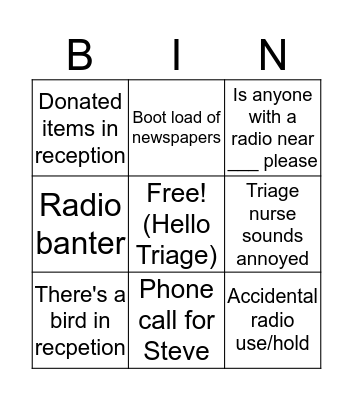 Tiggys Radio Bingo Card