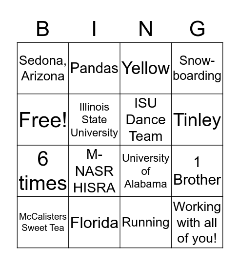 Get to know MEG!  Bingo Card