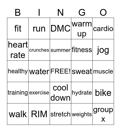 Name_________________________ Bingo Card