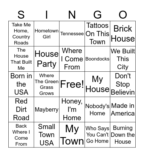 HOMEbrewed SINGO Bingo Card