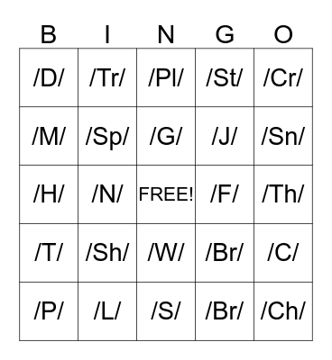Sound Bingo Card