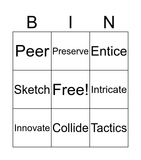 3rd- Week 1 and 2 Bingo Card